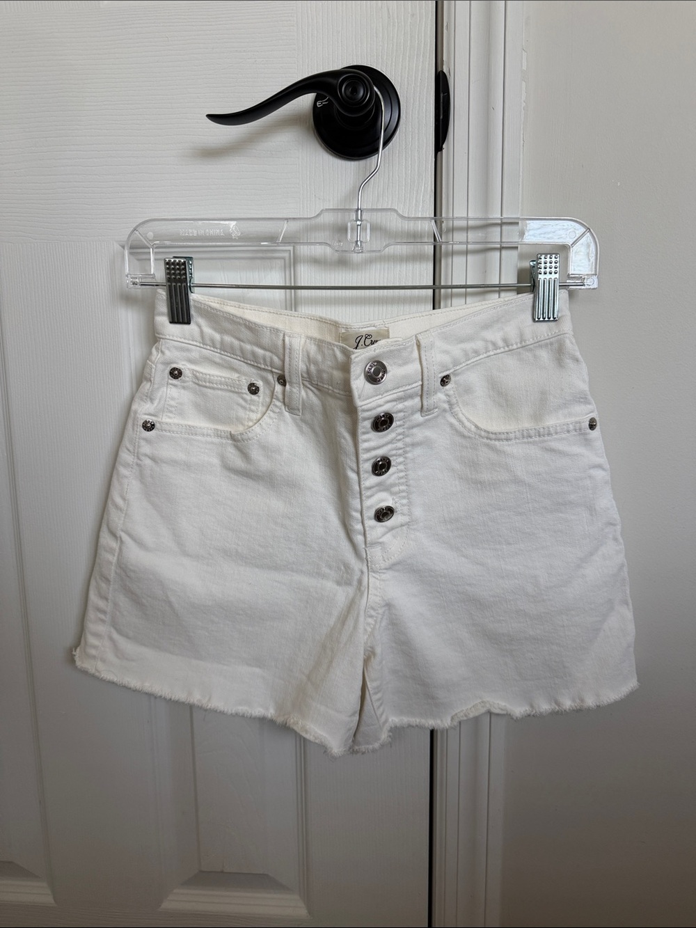 J. Crew White High-Waist Button-Front Denim Shorts